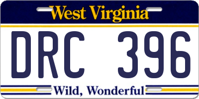 WV license plate DRC396