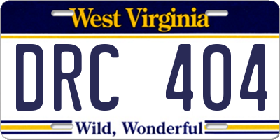 WV license plate DRC404