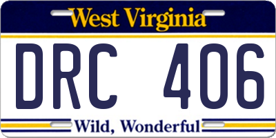 WV license plate DRC406