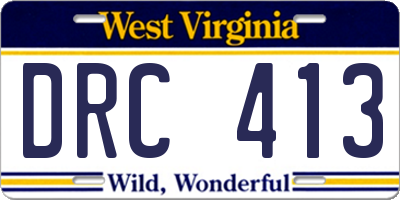 WV license plate DRC413