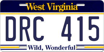 WV license plate DRC415