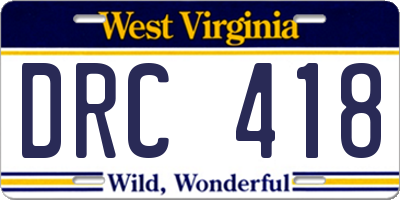WV license plate DRC418