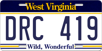 WV license plate DRC419