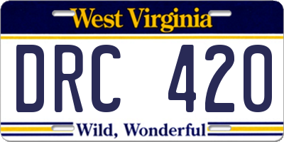 WV license plate DRC420