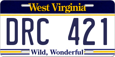 WV license plate DRC421