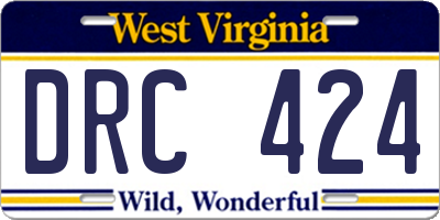 WV license plate DRC424
