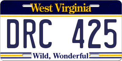 WV license plate DRC425