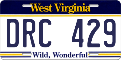 WV license plate DRC429
