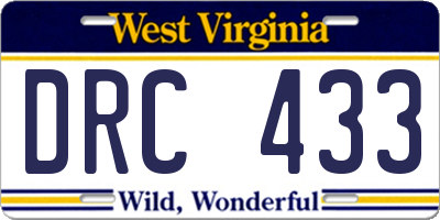 WV license plate DRC433