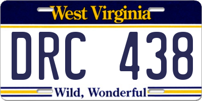 WV license plate DRC438