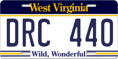 WV license plate DRC440