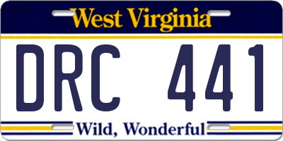 WV license plate DRC441