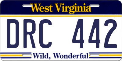 WV license plate DRC442