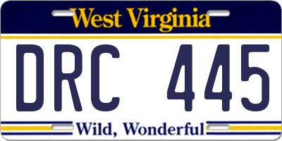 WV license plate DRC445
