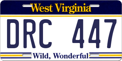WV license plate DRC447