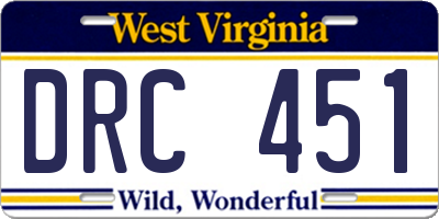 WV license plate DRC451
