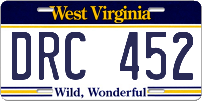 WV license plate DRC452