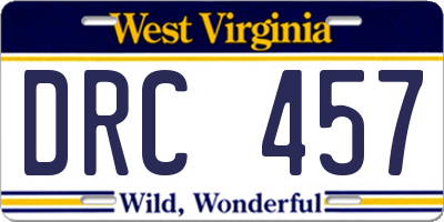 WV license plate DRC457