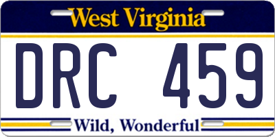 WV license plate DRC459