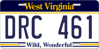 WV license plate DRC461