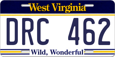 WV license plate DRC462