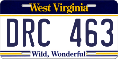 WV license plate DRC463