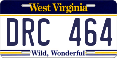 WV license plate DRC464