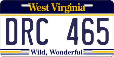 WV license plate DRC465