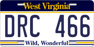 WV license plate DRC466