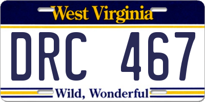 WV license plate DRC467