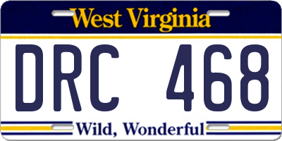 WV license plate DRC468