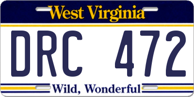 WV license plate DRC472