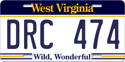 WV license plate DRC474