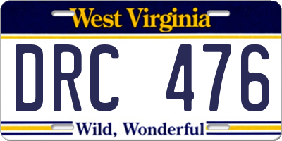 WV license plate DRC476