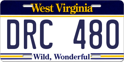 WV license plate DRC480