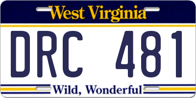 WV license plate DRC481