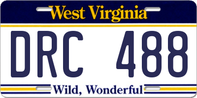 WV license plate DRC488