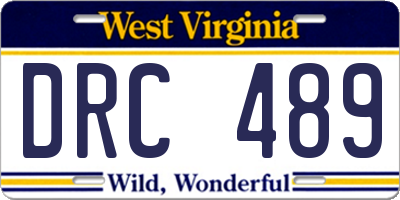 WV license plate DRC489