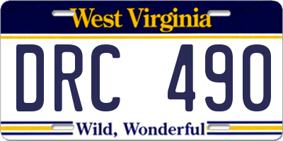 WV license plate DRC490