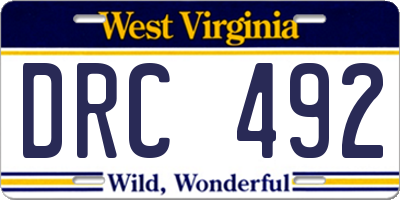 WV license plate DRC492