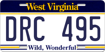 WV license plate DRC495