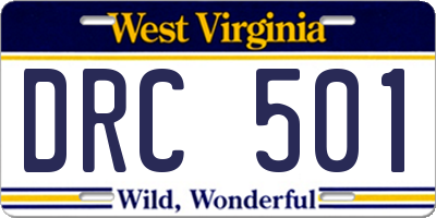 WV license plate DRC501