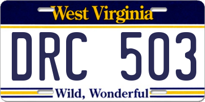 WV license plate DRC503