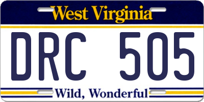 WV license plate DRC505