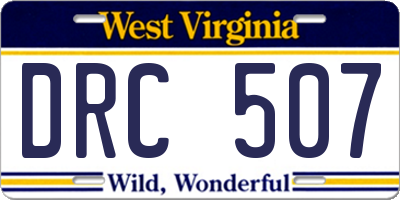 WV license plate DRC507