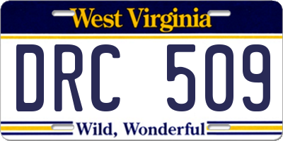 WV license plate DRC509