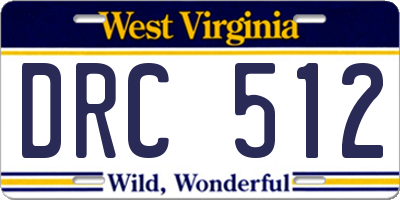 WV license plate DRC512