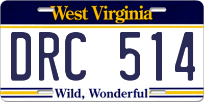 WV license plate DRC514