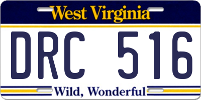 WV license plate DRC516