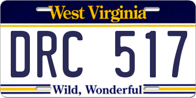 WV license plate DRC517